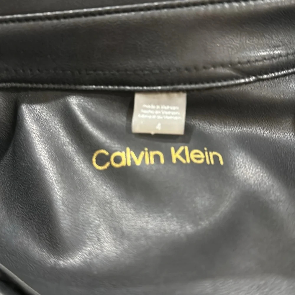 Calvin Klein Women's Faux Leather Black Dress without belt - Picture 5 of 9